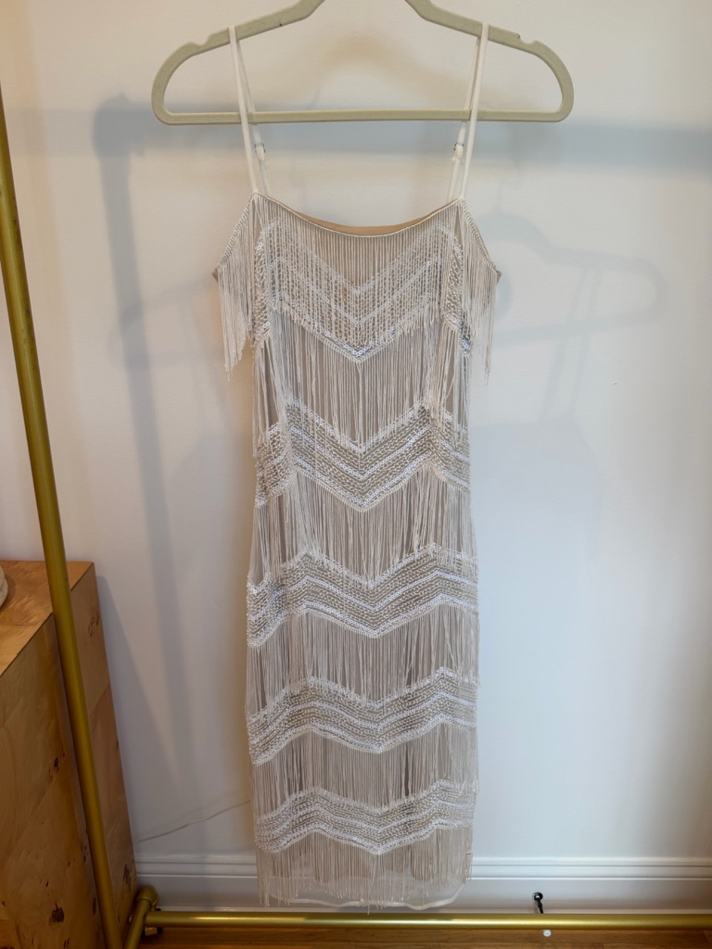 Shimmy All Night White Sequin Fringe Sleeveless Midi Dress - Picture 5 of 12